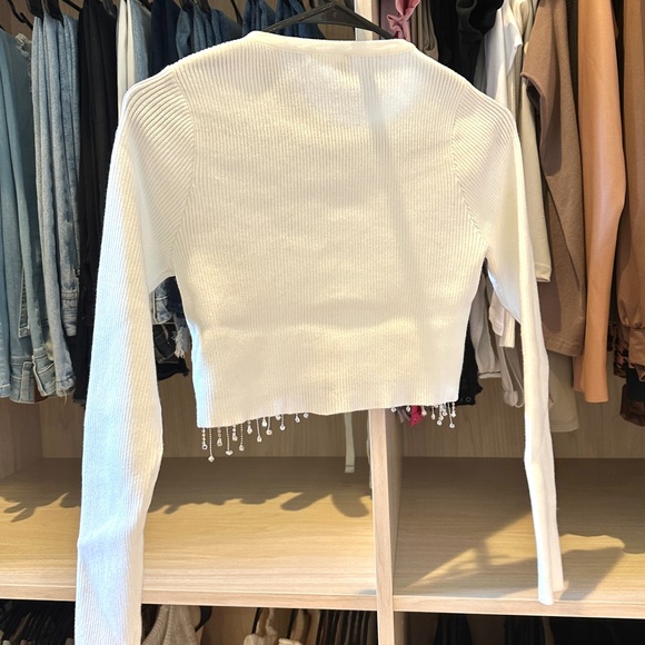Baevely Rhinestone Cropped Knit Top - Picture 4 of 5